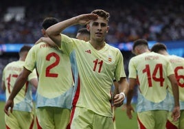 Fermín celebra un gol en la final olímpica.