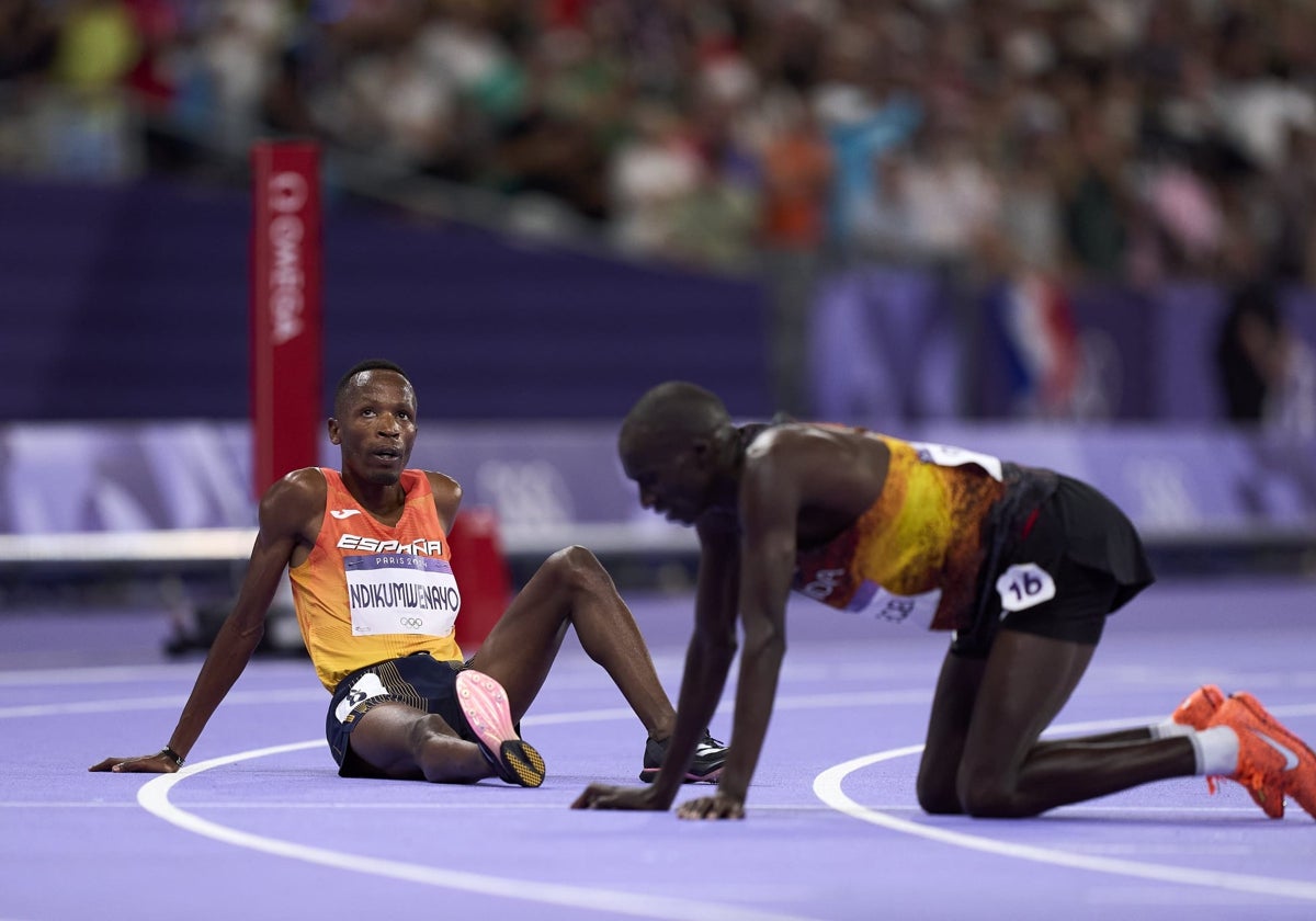 Thierry Ndikumwenayo pensativo tras terminar su carrera en los Juegos Olímpicos