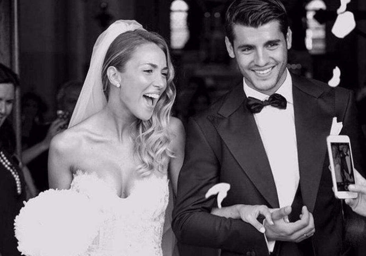 Alvaro Morata y Alice Campello el día de su boda.