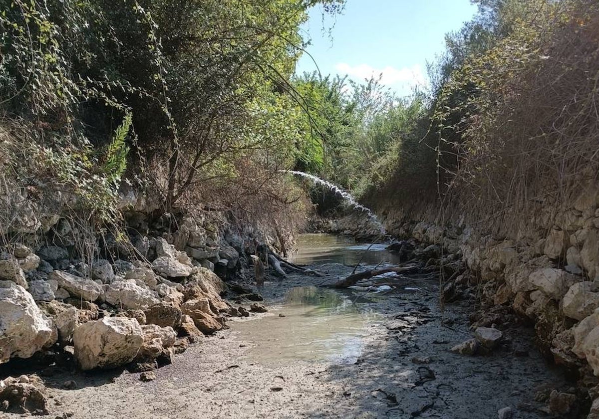 El momento del vertido del agua al cauce.