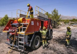 Efectivos del Cuerpo de Bomberos de Benidorm en una zona forestal