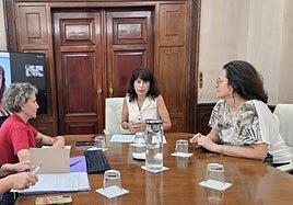 La ministra Redondo, en la reunión con los sindicatos.
