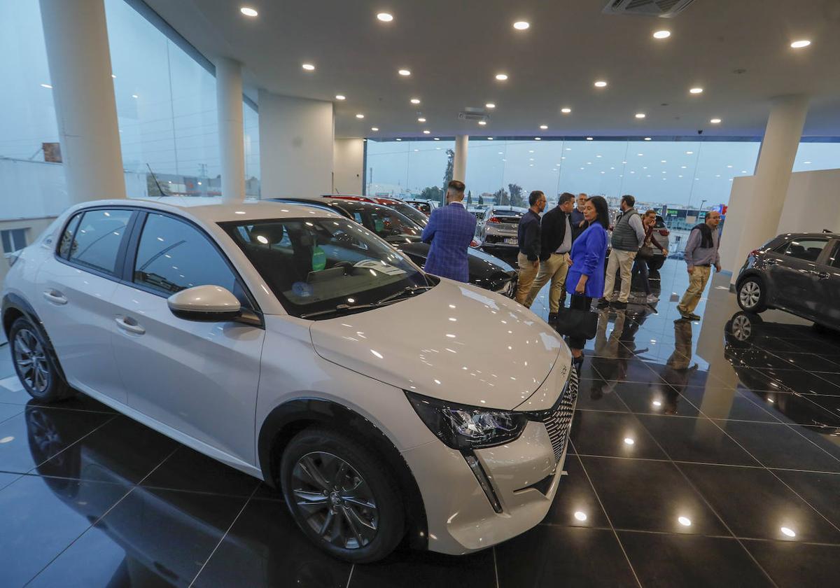 Un concesionario con coches nuevos.