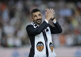 Villa, en su homenaje con el Valencia en 2022.