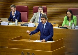 Carlos Mazón, en un momento de su intervención en el debate de política general en Les Corts.