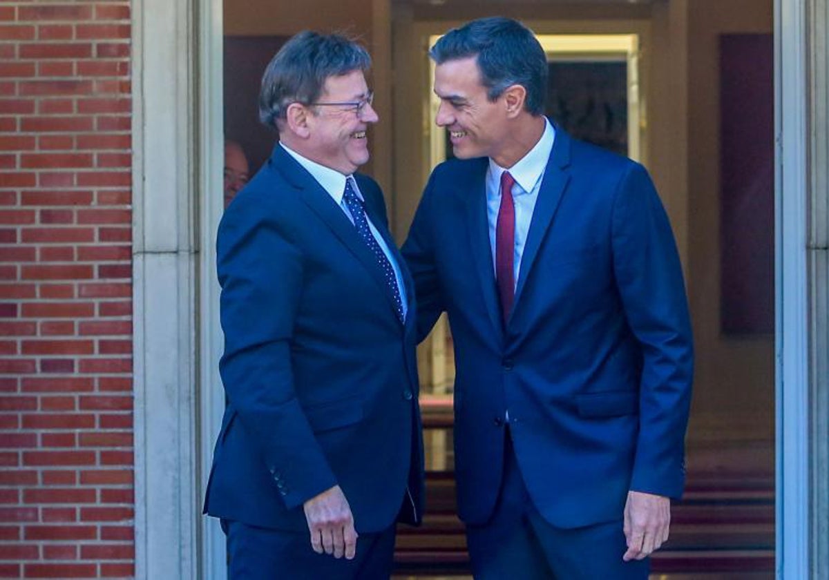 Puig y Sánchez, en la reunión celebrada en la Moncloa el 3 de octubre de 2018.