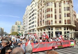 Manifestación en Valencia por Palestina, este domingo.