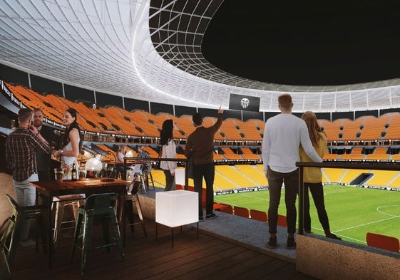 Figuración virtual del interior del nuevo Mestalla.