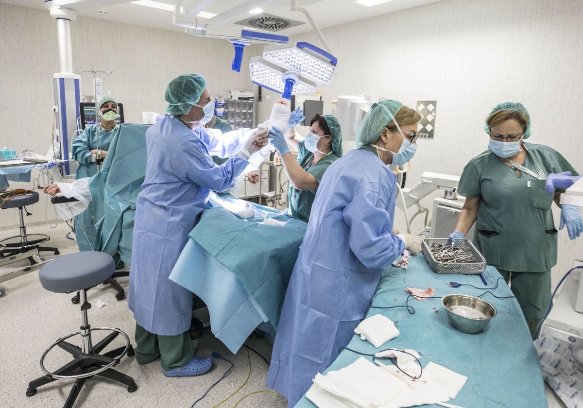 Un equipo sanitario en un quirófano de un hospital.