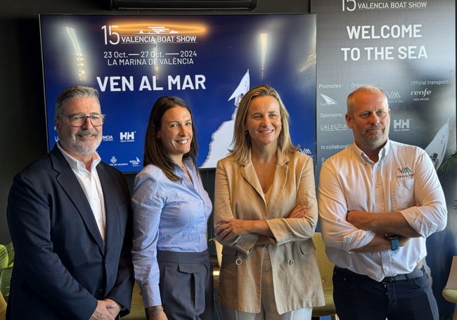 Patrick Reynés, Isabel Gil, Paula Llobet y Gustavo Benavent, en la presentación del Valencia Boat Show.