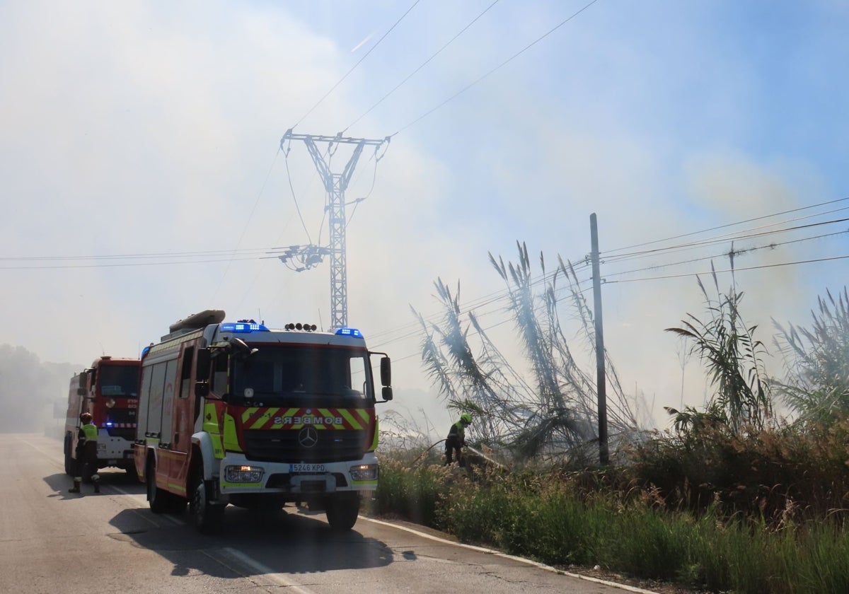 Los bomberos actúan en el cañar.