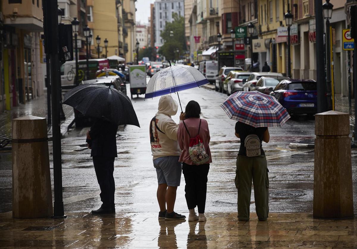 Lluvia en Valencia, en una imagen de archivo.