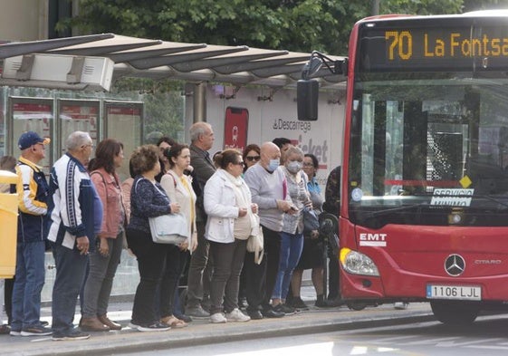 Un autobús de EMT, durante la última huelga.