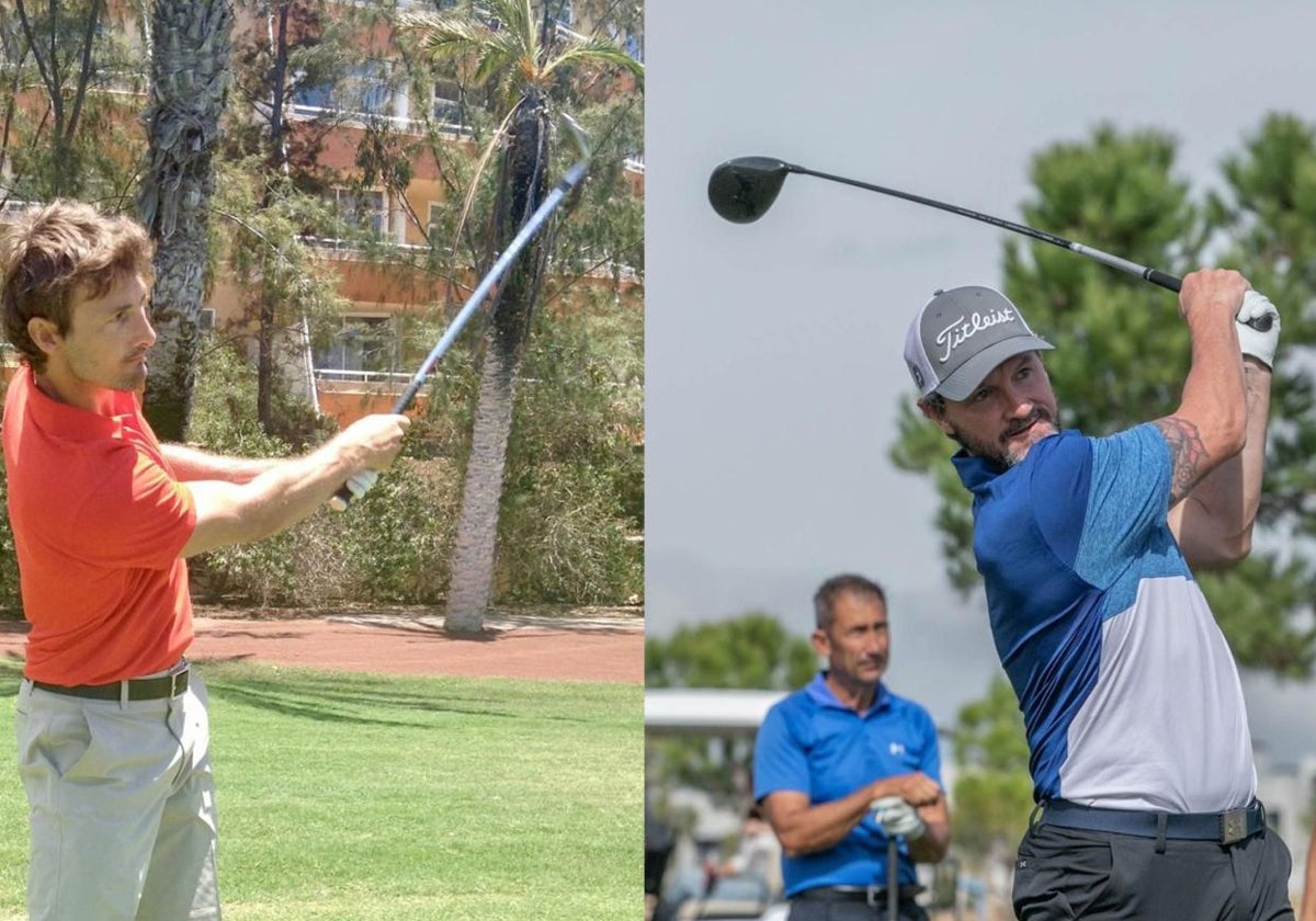 Juan Carlos Ferrero y Miguel Ángel Ferrer 'Mista', jugando a golf.