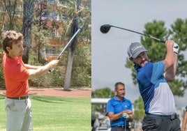 Juan Carlos Ferrero y Miguel Ángel Ferrer 'Mista', jugando a golf.