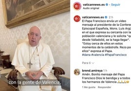 El Papa Francisco, durante su mensaje a los valencianos