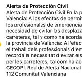 Protección Civil envía dos alertas urgentes a los móviles de Castellón y Valencia: inundaciones y evitar carreteras