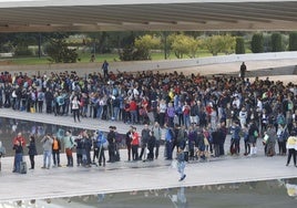 MIles de voluntarios en la Ciudad de las Artes y las Ciencias de Valencia.