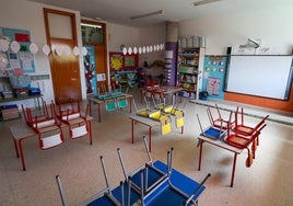 Un aula de infantil en un colegio de Valencia.