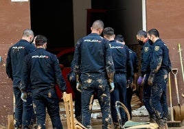 Agentes dela policía ayudan en la DANA.