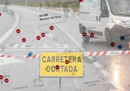 Estado de uno de los puentes en la CV-36 y, a la izquierda, los pilares de otro desaparecido.