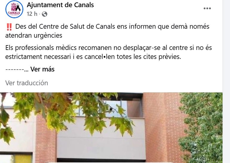 Información publicada por el Ayuntamiento de Canals el miércoles por la noche.