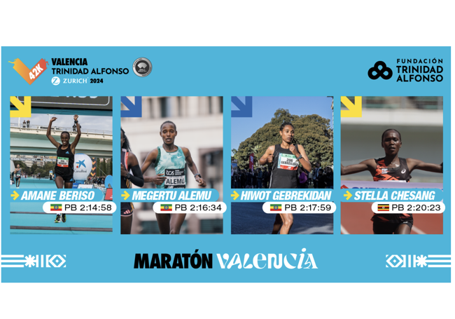 La élite femenina del Maratón Valencia.