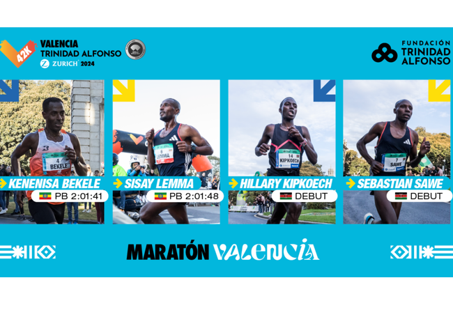 La élite masculina del Maratón Valencia.