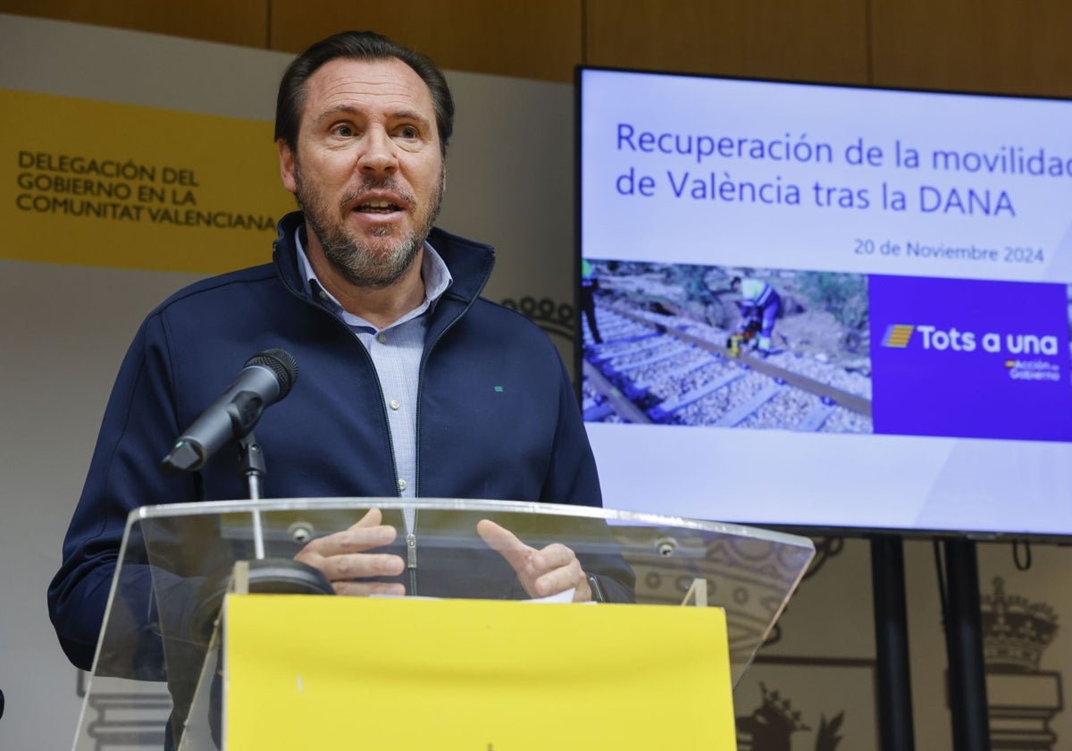 Óscar Puente, durante su comparecencia en Valencia.