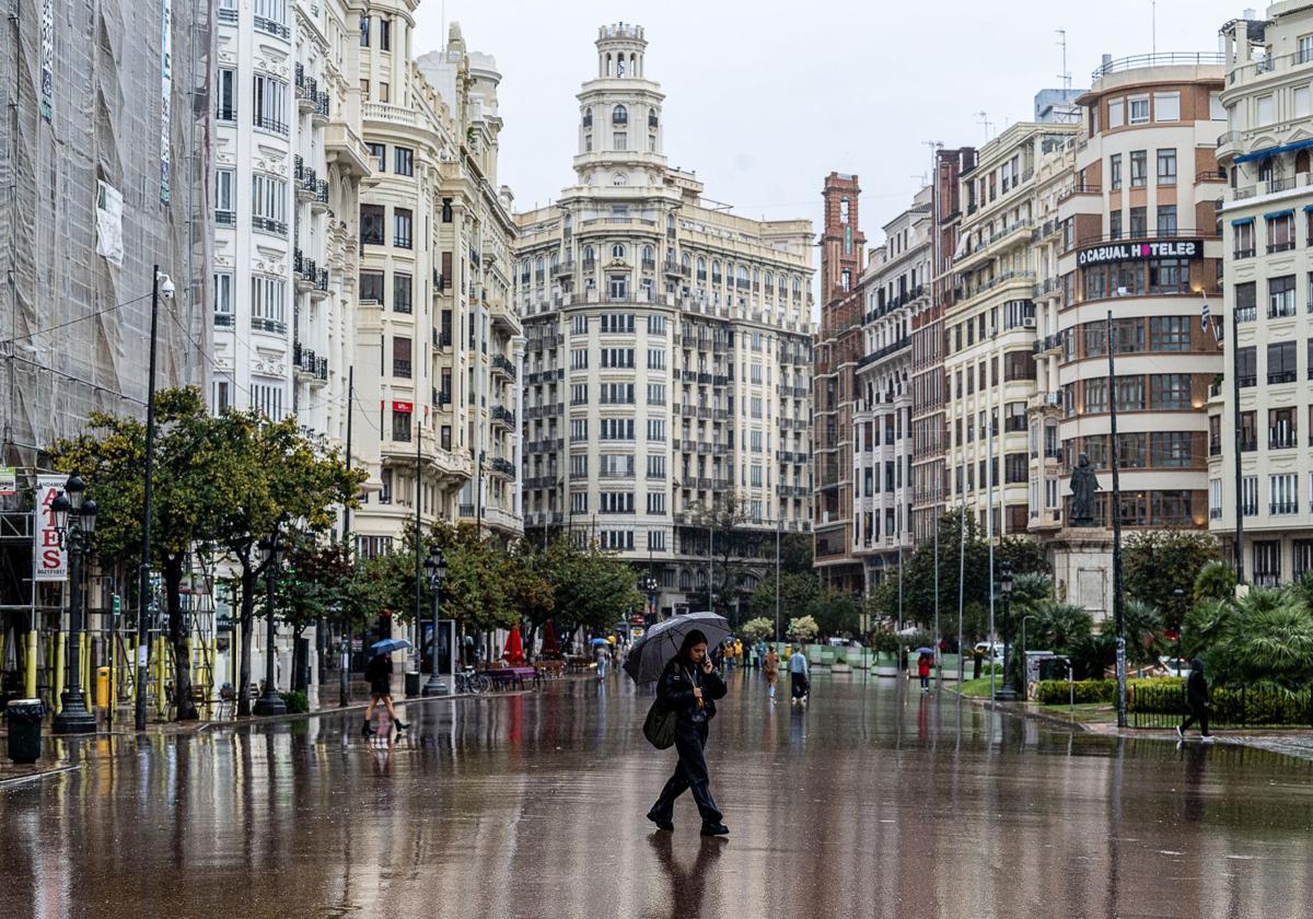 Lluvia en la ciudad de Valencia.