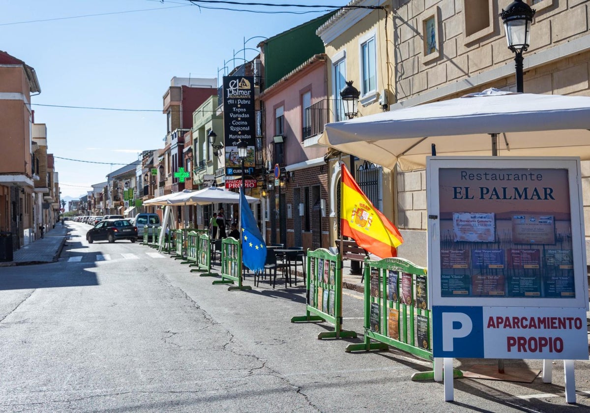 Terrazas de El Palmar, vacías, esta semana.