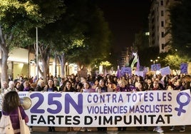 Las imágenes de la manifestación por el 25-N en Valencia