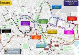 Mapa con el recorrido del Maratón de Valencia 2024.