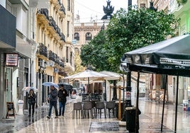 Día de lluvia en la ciudad de Valencia.