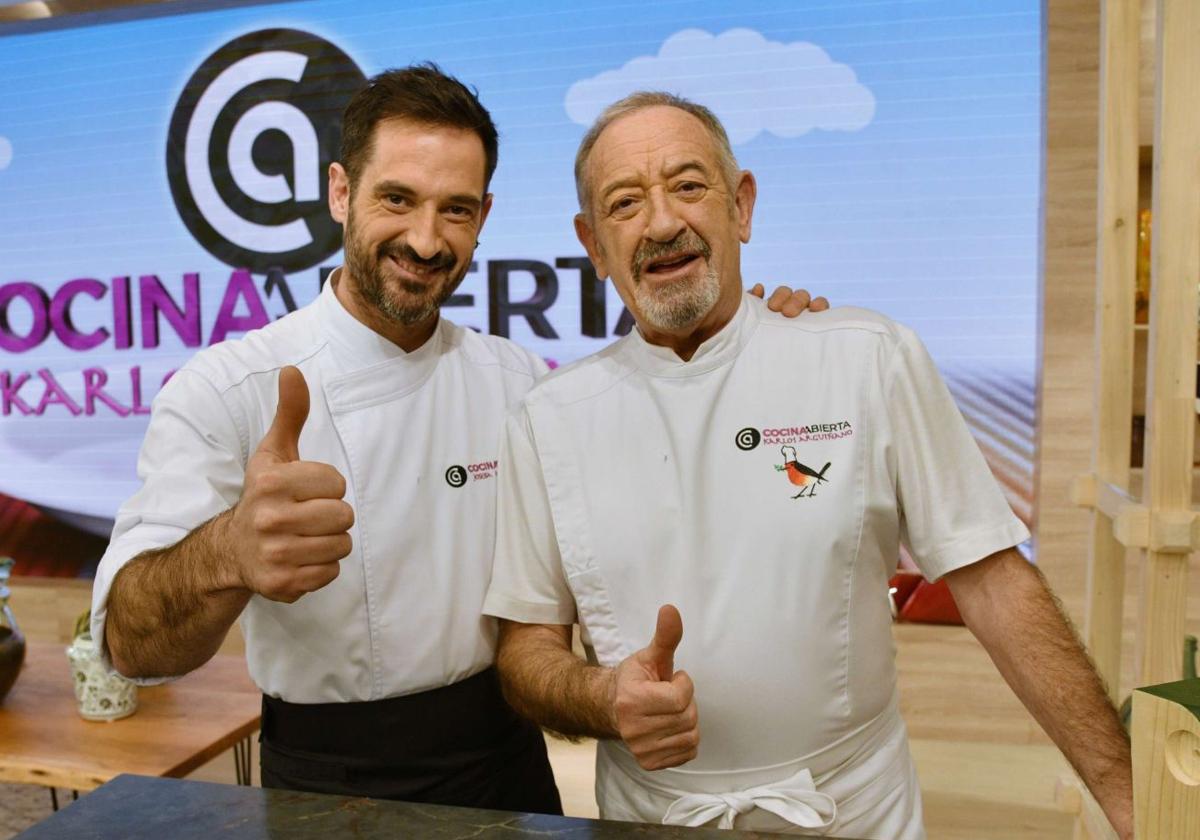 Karlos Arguiñano junto a su hijo Joseba.