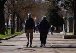 Personas paseando por un parque.