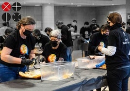 Preparando menús el sábado pasado, último día en el CDT.