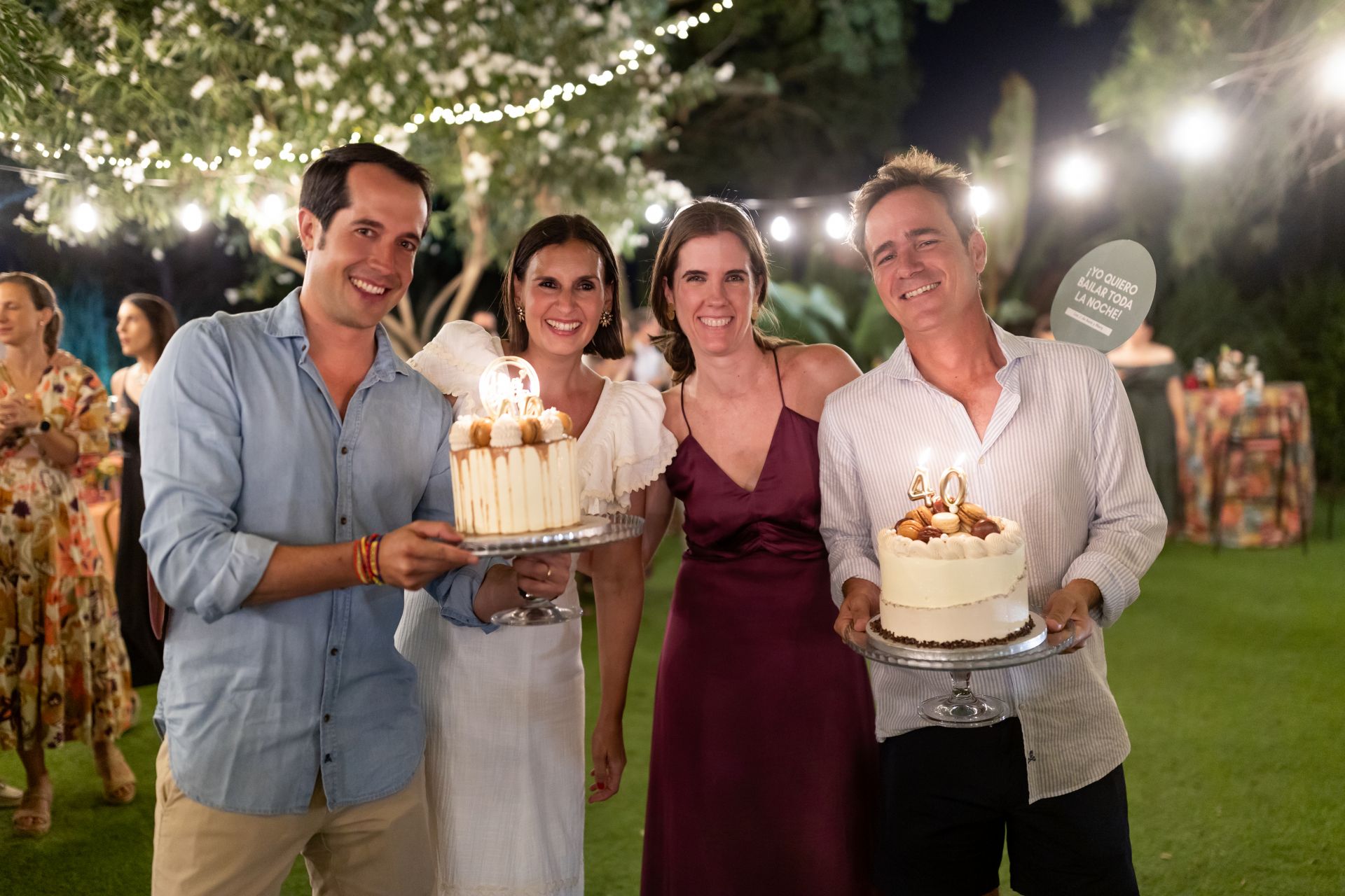 Enrique Lucas, María Primo, Aurora de Miguel y Guillermo Goiria en el cumpleaños de María y Aurora en julio.