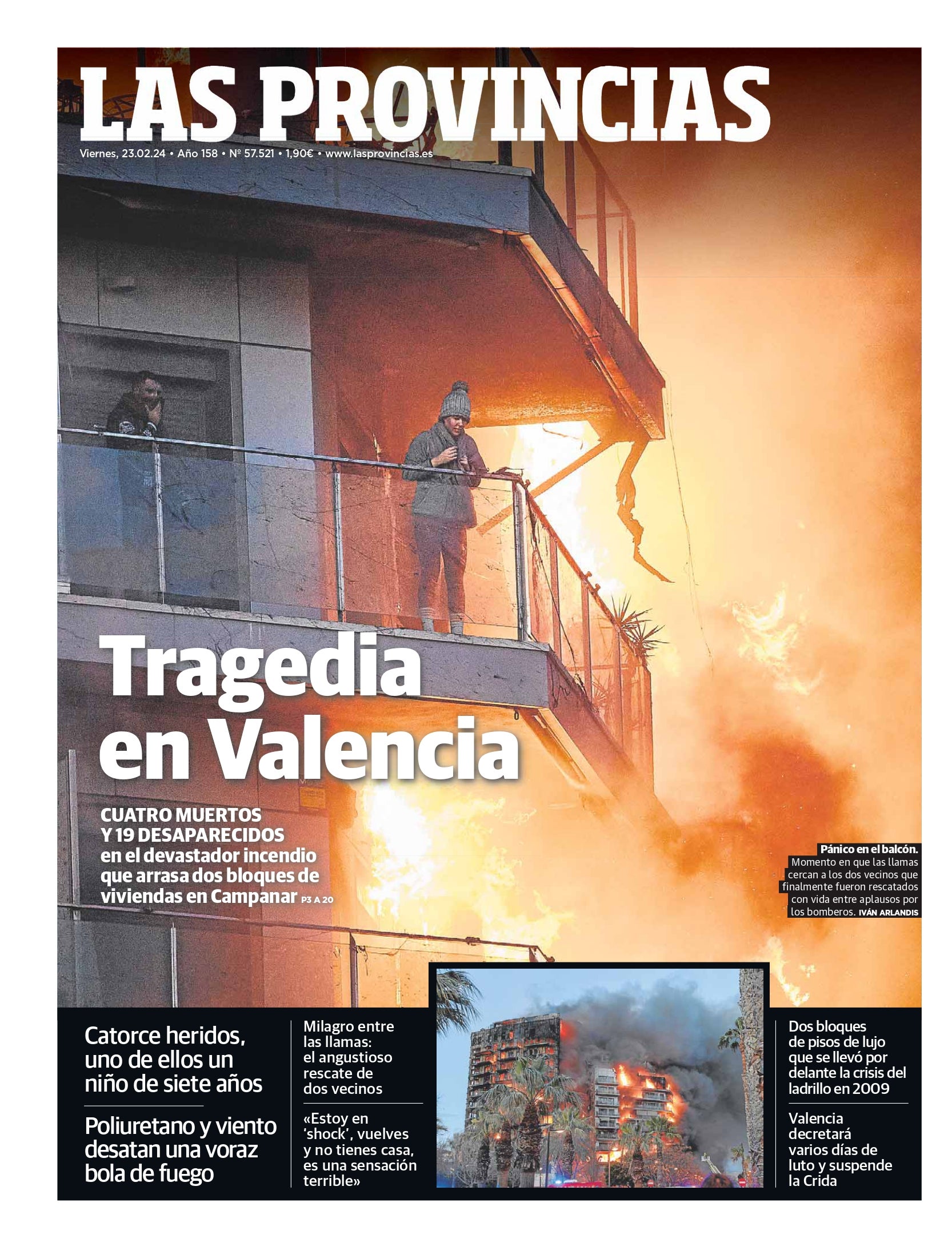 Portada de LAS PROVINCIAS publicada el 23 de febrero de 2024