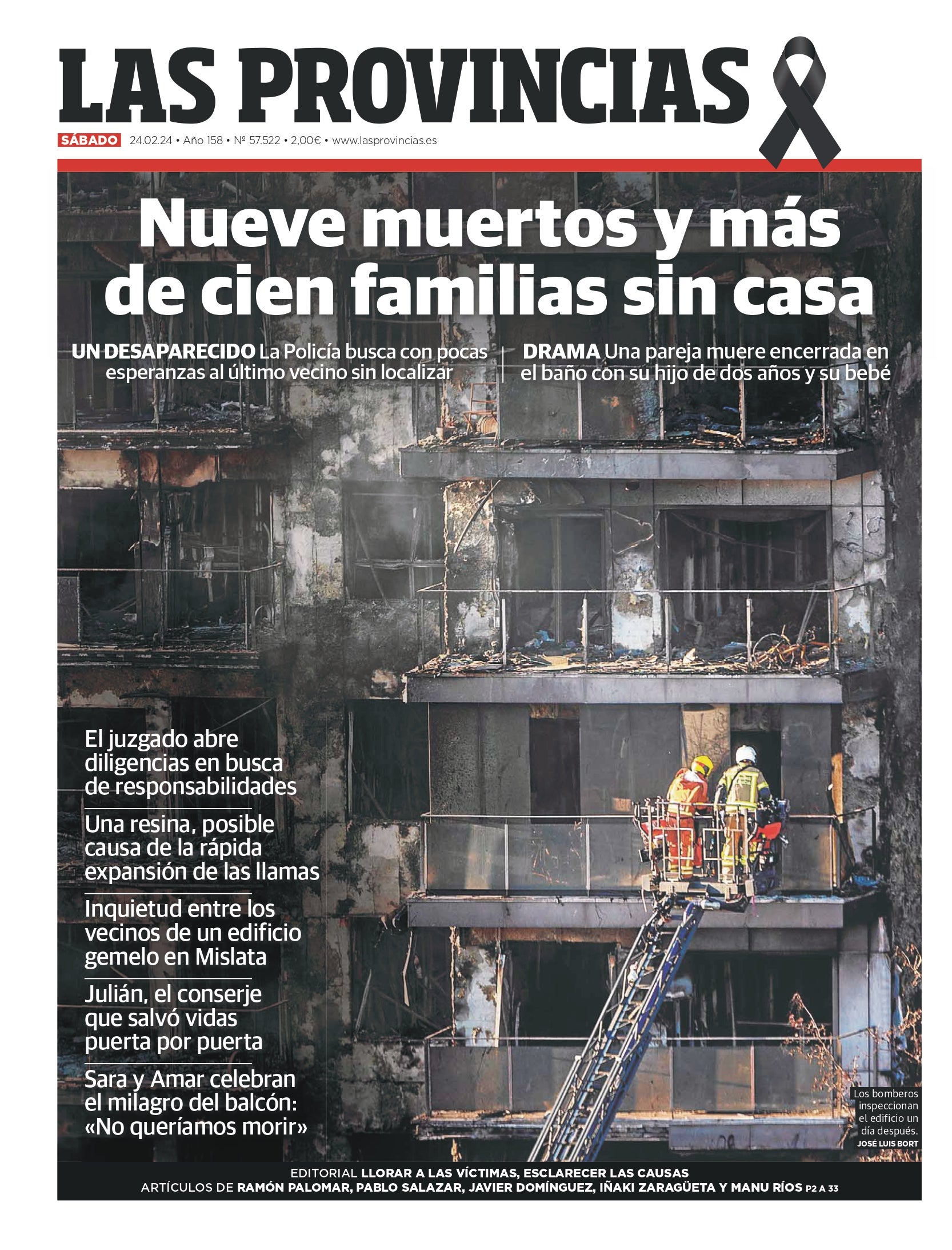 Portada de LAS PROVINCIAS publicada el 24 de febrero de 2024