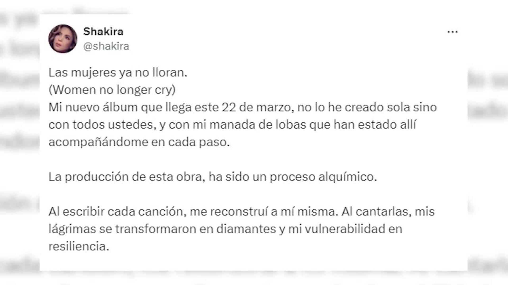 Shakira anuncia la fecha de su próximo álbum: 'Las mujeres ya no lloran'