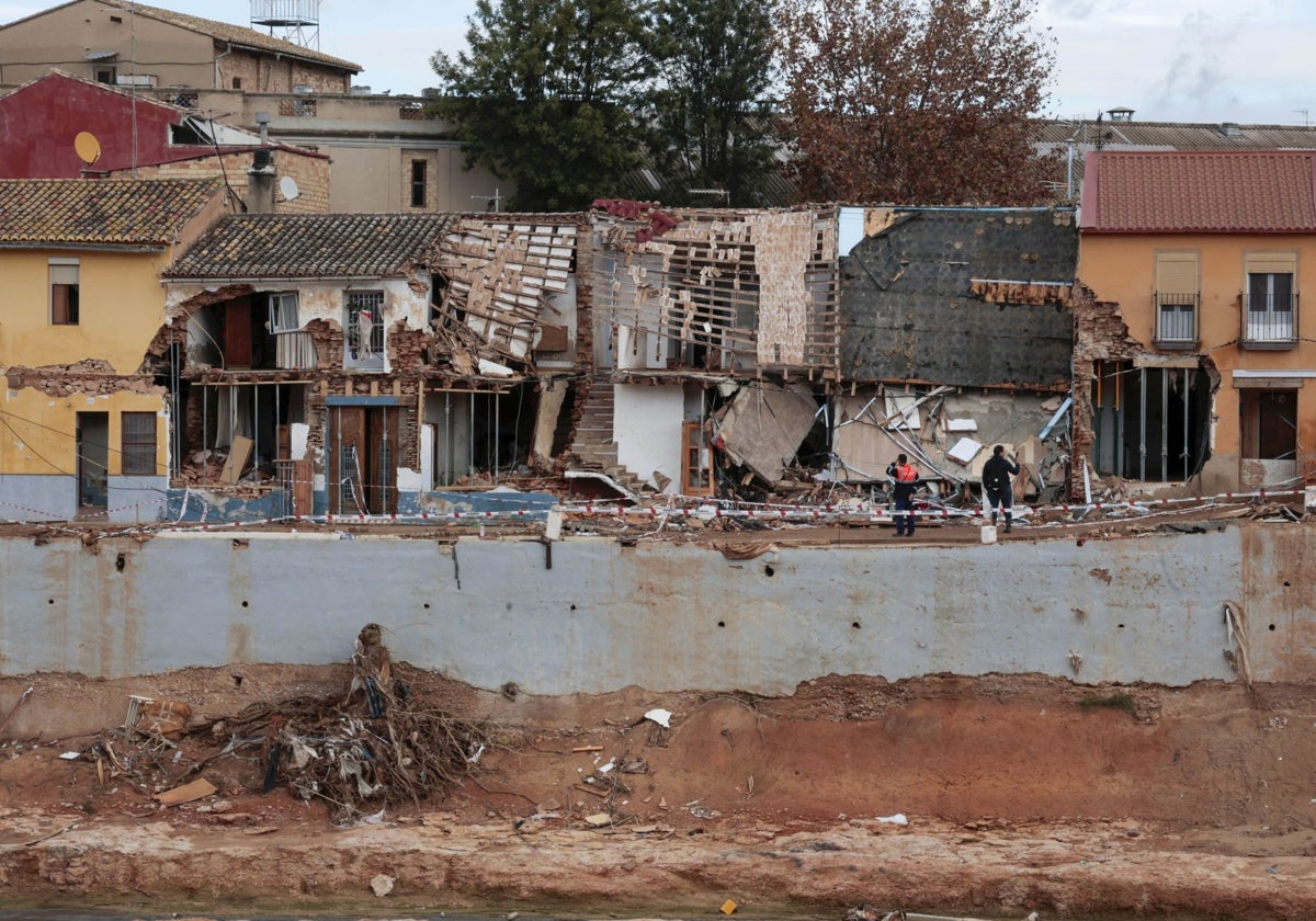 Zona afectada en Picanya junto al barranco del Poyo.