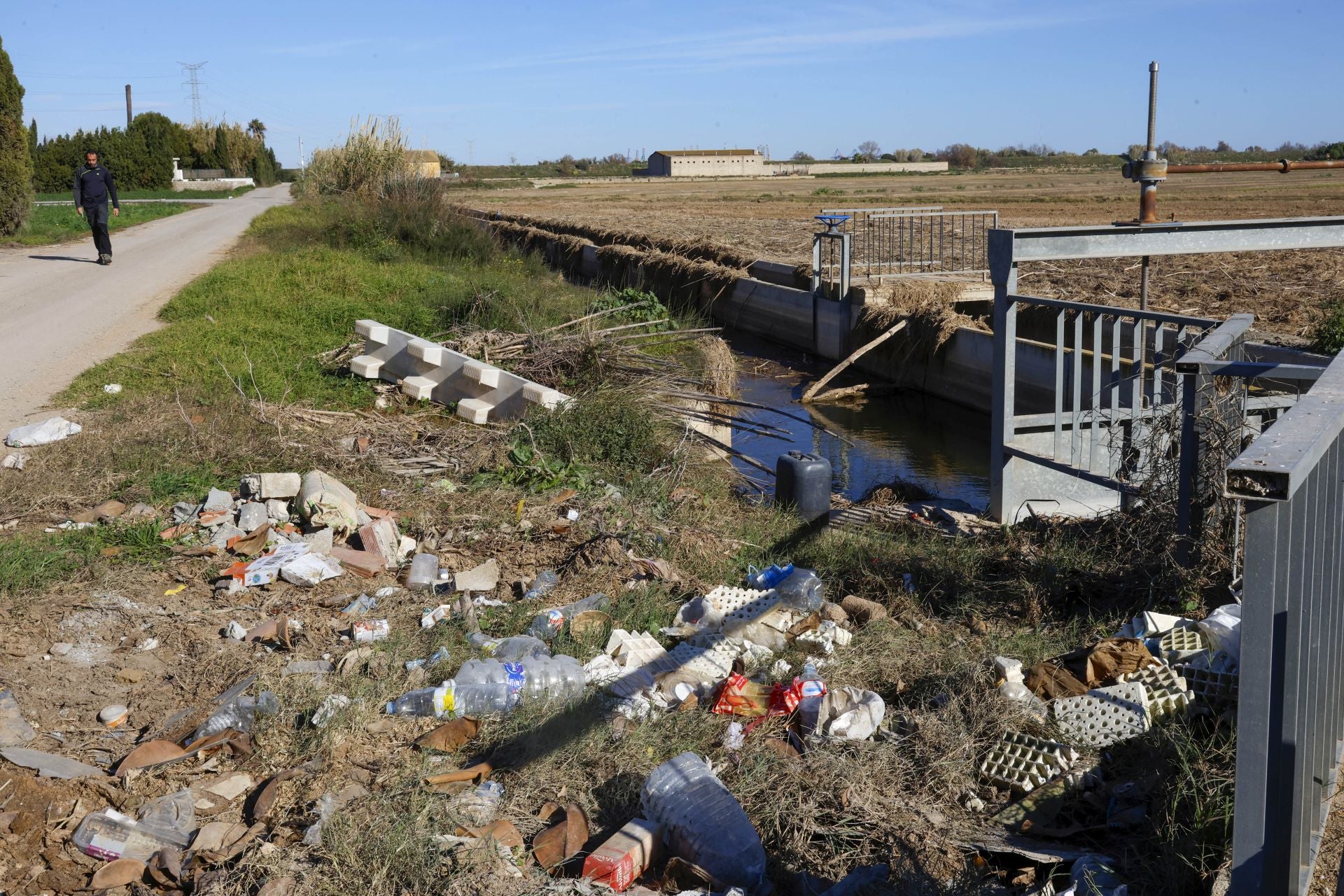 Trabajo contrarreloj para limpiar los miles de escombros de la dana que estrangulan la entrada de agua a la Albufera