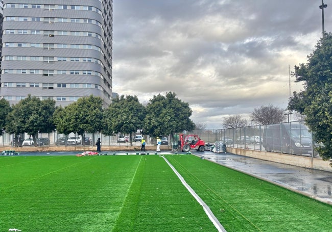 Campo nuevo que se está construyendo en la pedanía de La Torre.