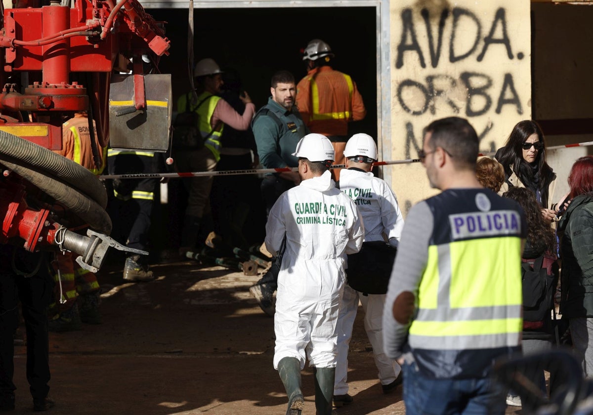 Efectivos de la Policía, Guardia Civil y bomberos, en el lugar del siniestro.