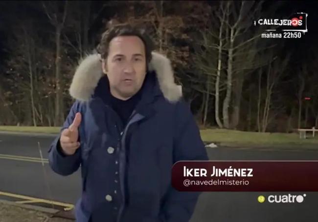 Iker Jiménez, desde Nueva Jersey, durante su reportaje.