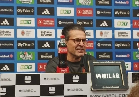 Pedro Martínez en la rueda de prensa previa al partido de Eurocup