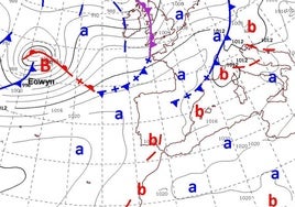 Mapa de isobaras para el jueves 23 de enero.