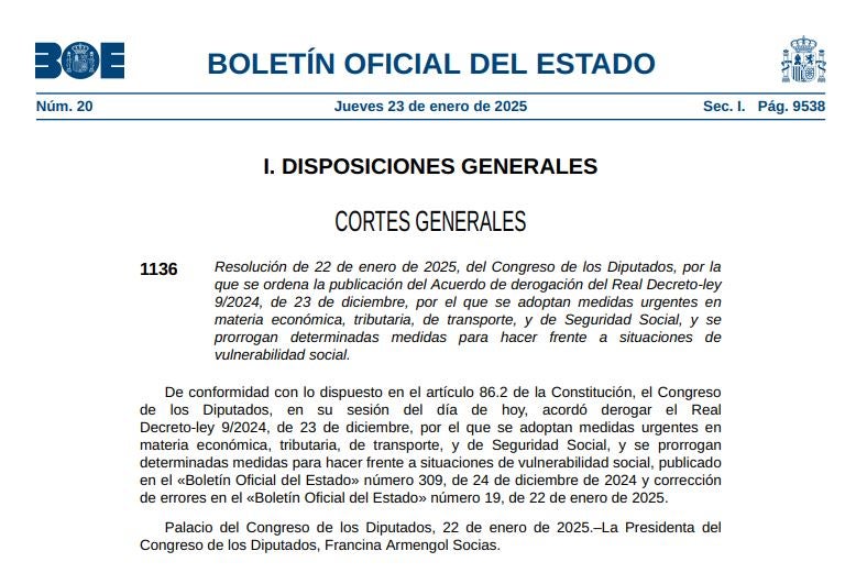 Todo lo que queda derogado: de la subida del SMI y las pensiones a las deducciones en el IRPF por coche y vivienda