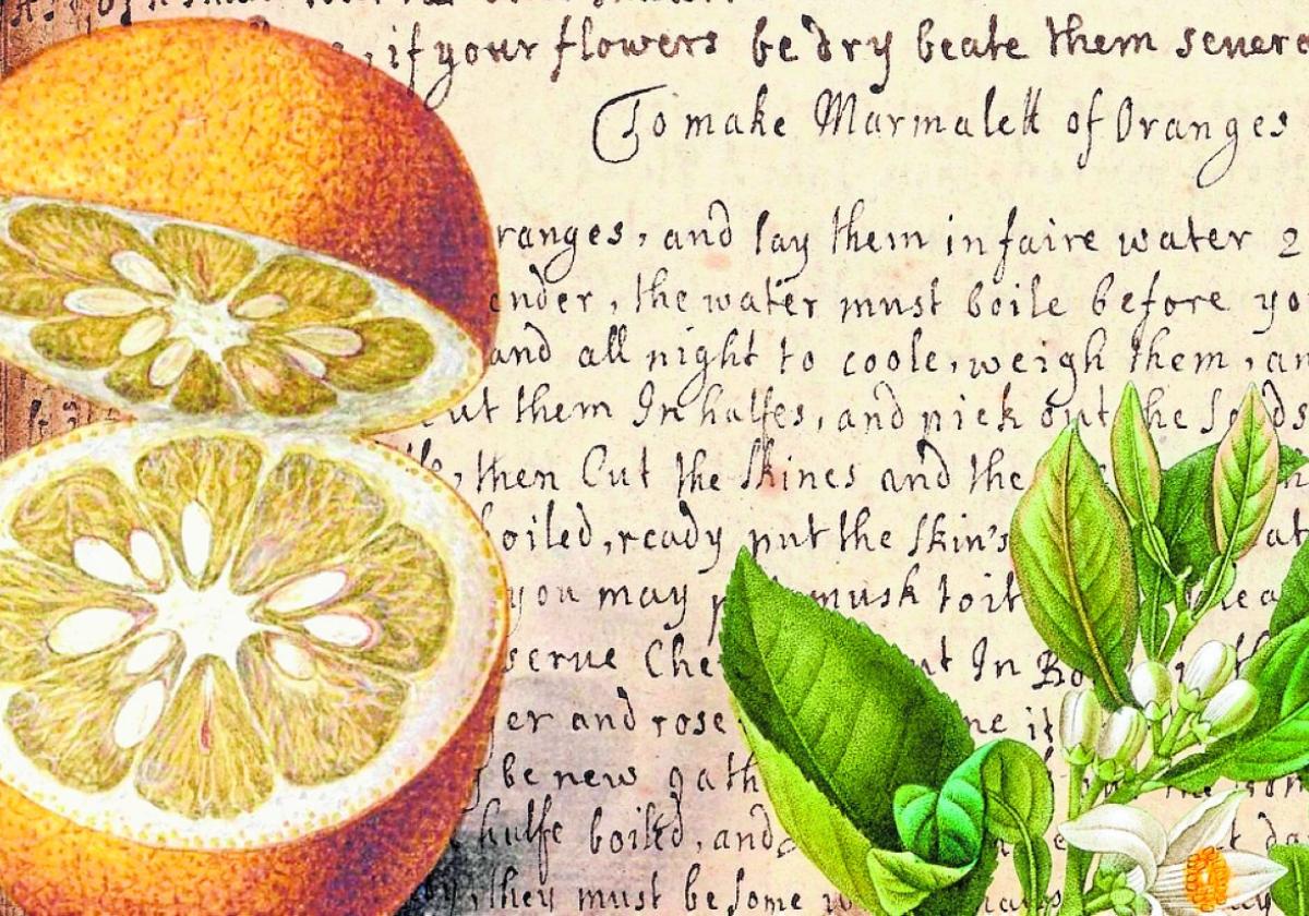 Reliquia. Receta inglesa para hacer mermelada de naranja (Elizabeth Jacob, mediados del siglo XVII).